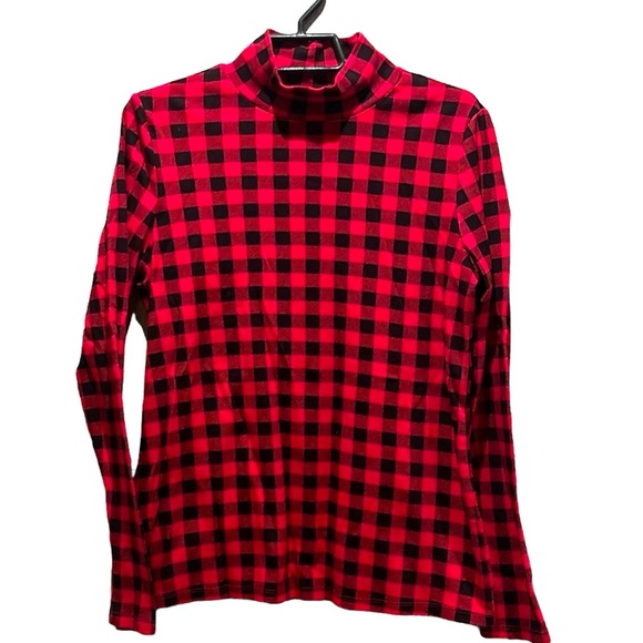Croft & Barrow Women’s Buffalo Plaid Buffalo Check Mockneck Top Size Small - Picture 1 of 6
